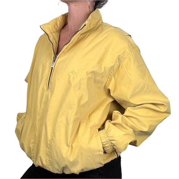 Antigua Women's Golf Jacket Windbreaker Large Yellow Half Zip Pockets Outdoors - Picture 3 of 12
